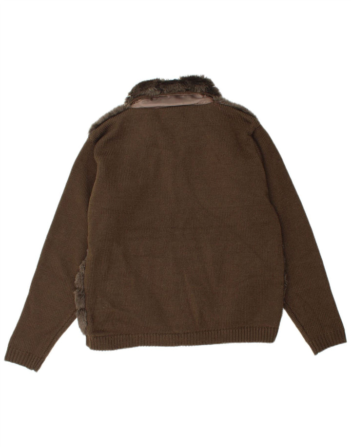 CASAMIA Womens Cardigan Sweater UK 10 Small Brown Acrylic