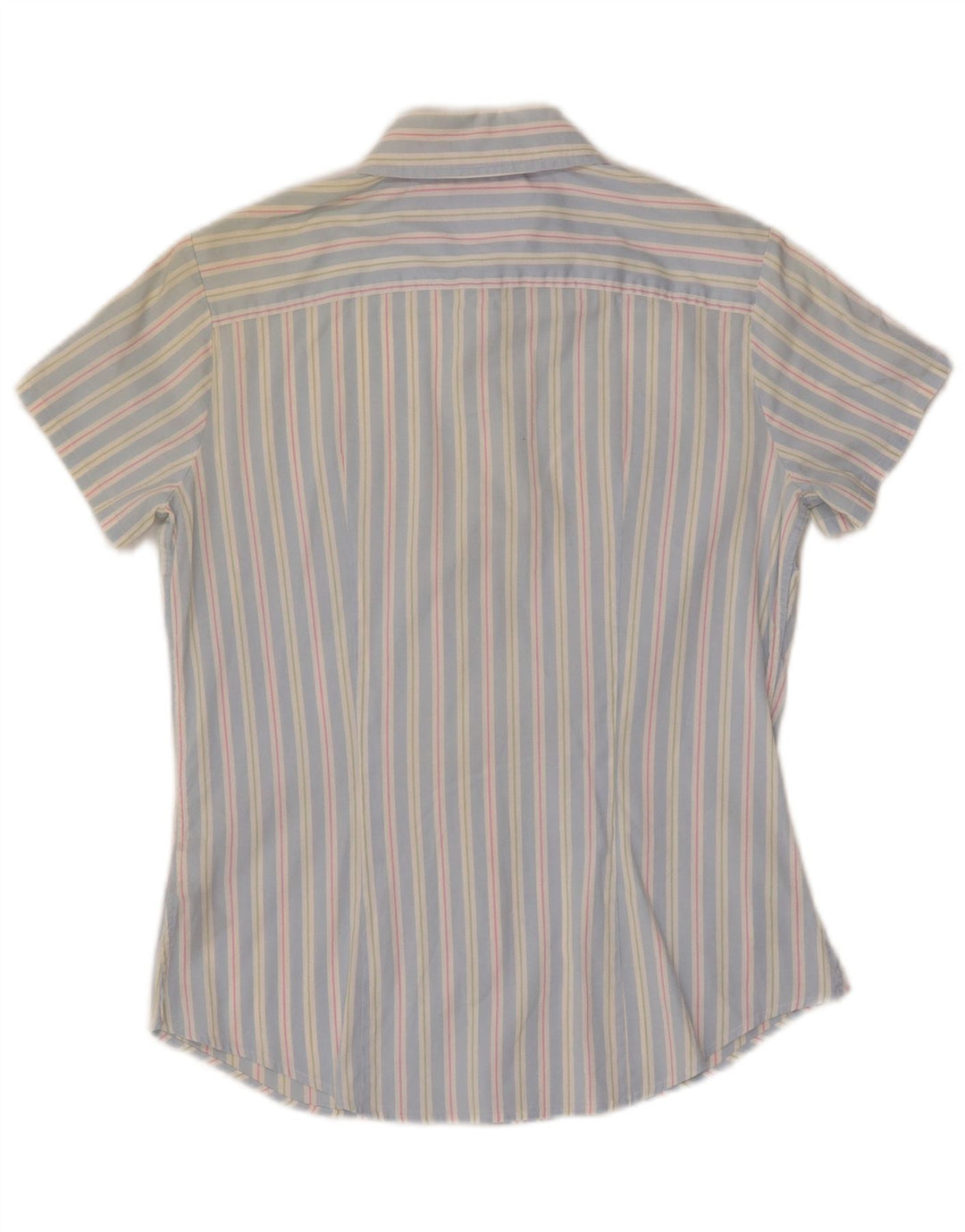 TOMMY HILFIGER Womens Short Sleeve Shirt US 6 Medium Blue Striped Cotton