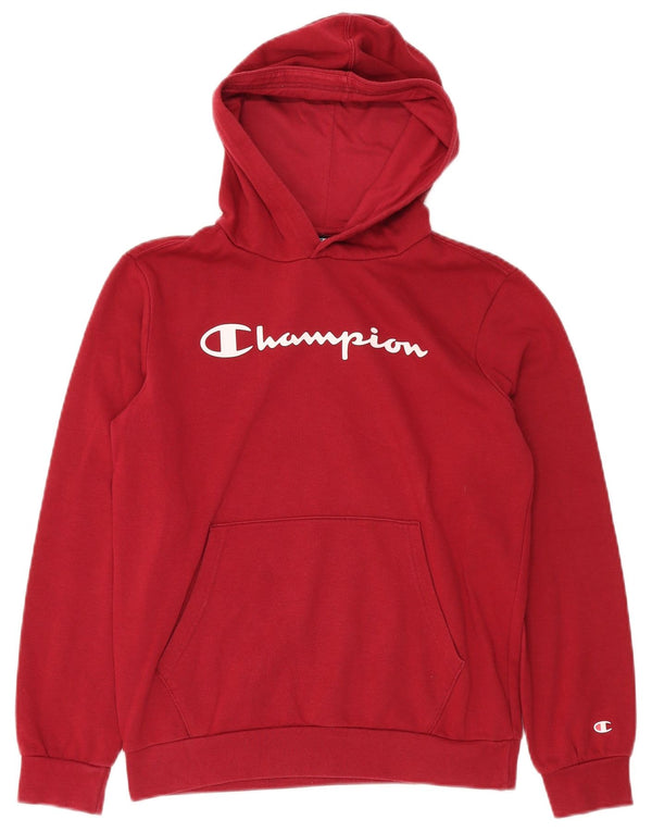 CHAMPION Boys Graphic Hoodie Jumper 13-14 Years XL Red