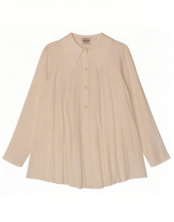 Benetton Womens Oversized Shirt Blouse IT 44 Medium Off White Viscose