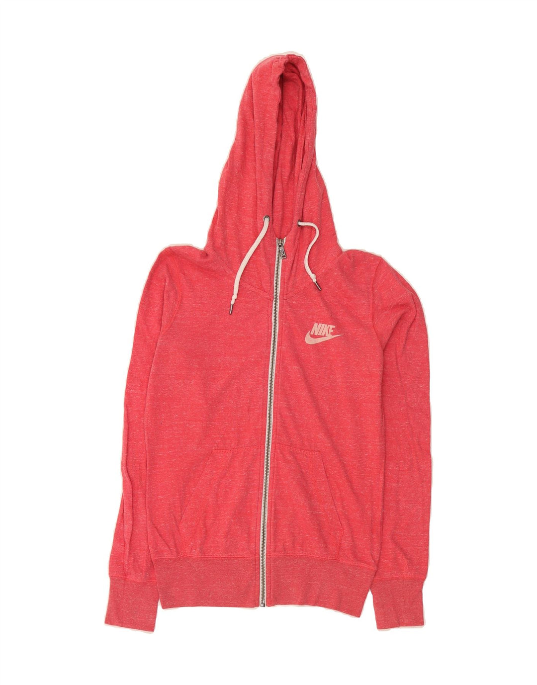 NIKE Womens Oversized Zip Hoodie Sweater UK 10 Small Red Flecked Vintage Nike and Second-Hand Nike from Messina Hembry 