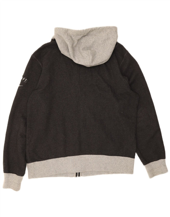 Nike Mens Graphic Zip Hoodie Sweater Large Grey Cotton