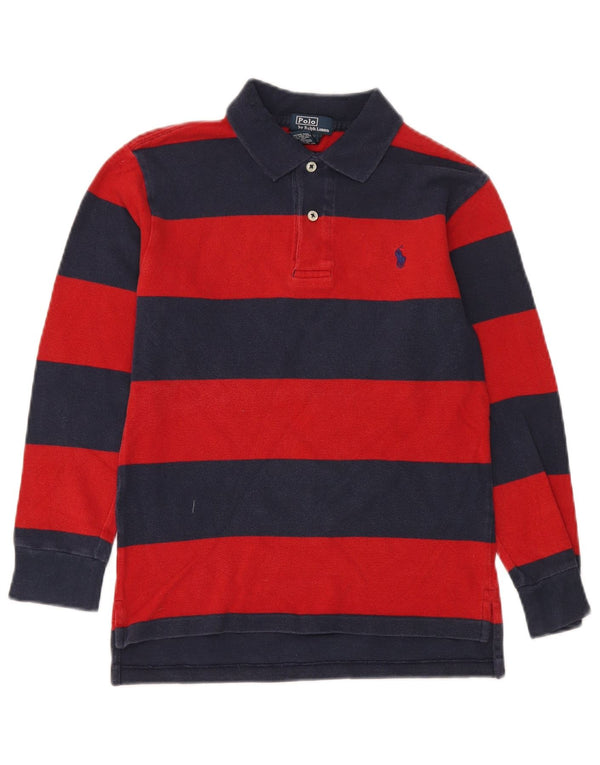 Polo Ralph Lauren Boys Long Sleeve Polo Shirt 7-8 Years Small Red Striped