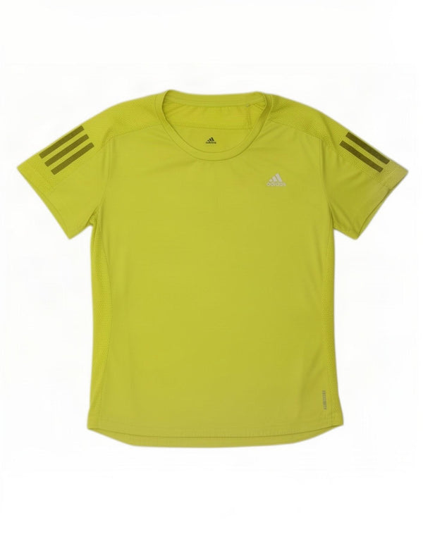 Adidas Womens Running Short Sleeve T-Shirt Top UK 16/18 Large Yellow Sports
