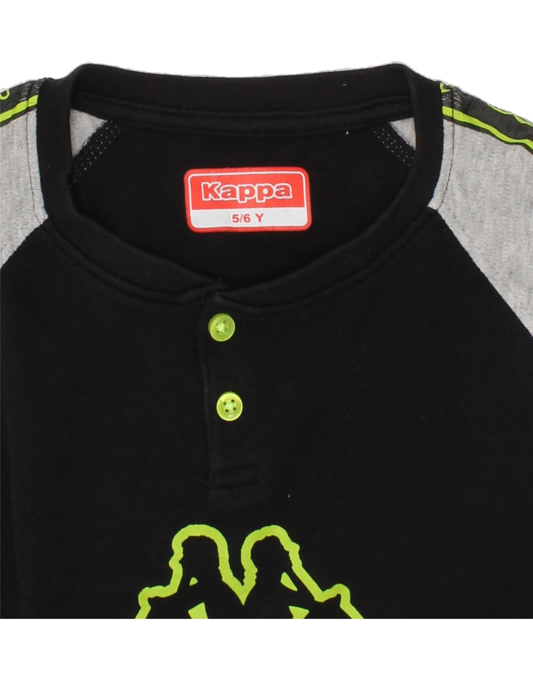 KAPPA Boys Graphic Top Long Sleeve 5-6 Years Black Colourblock Vintage Kappa and Second-Hand Kappa from Messina Hembry 