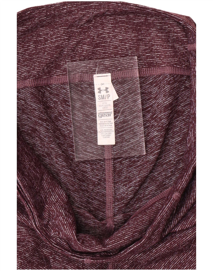 UNDER ARMOUR Womens Capri Leggings UK 10 Small Burgundy Flecked Polyester