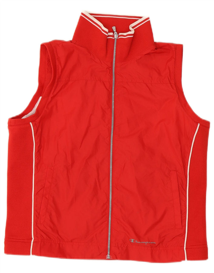 Champion Womens Sleeveless Tracksuit Top Jacket UK 14 Medium Red Polyamide