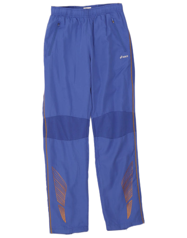 Asics Girls Graphic Tracksuit Trousers 13-14 Years Blue Colourblock