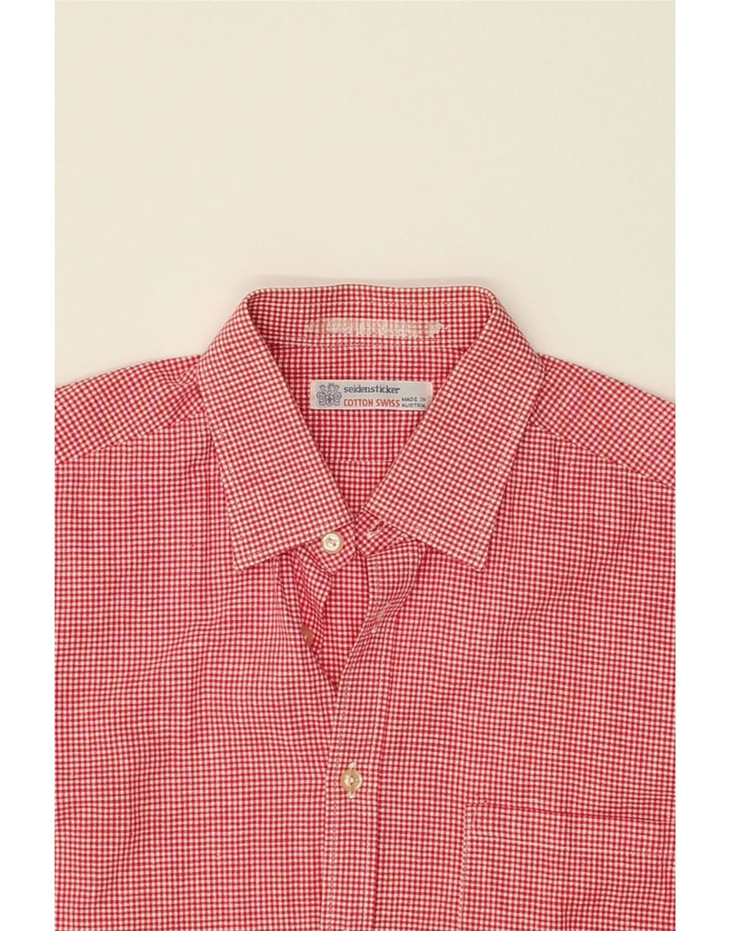 SEIDENSTICKER Mens Shirt Medium Red Gingham Virgin Wool | Vintage Seidensticker | Thrift | Second-Hand Seidensticker | Used Clothing | Messina Hembry 