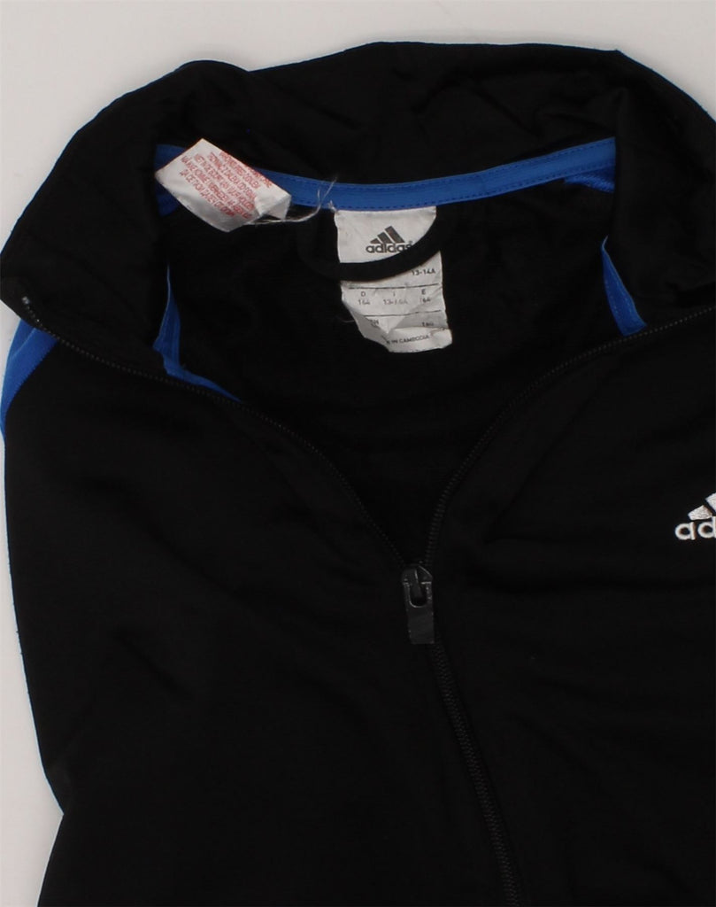 ADIDAS Boys Graphic Tracksuit Top Jacket 13-14 Years Navy Blue Colourblock | Vintage Adidas | Thrift | Second-Hand Adidas | Used Clothing | Messina Hembry 