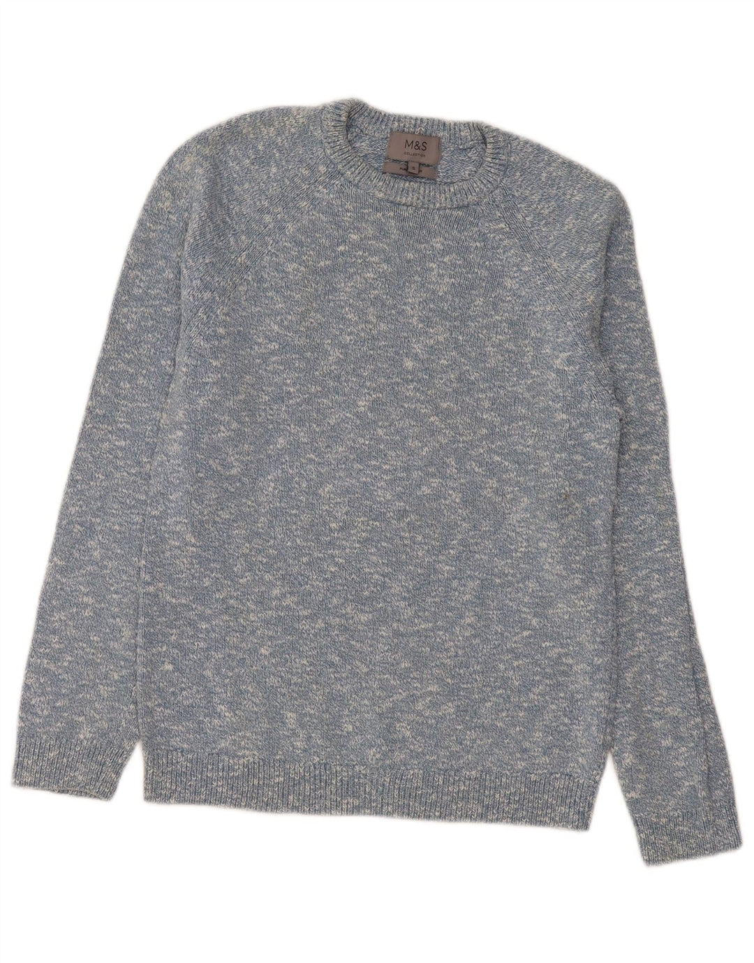 Marks & Spencer Mens Boat Neck Jumper Sweater Small Blue Flecked Cotton