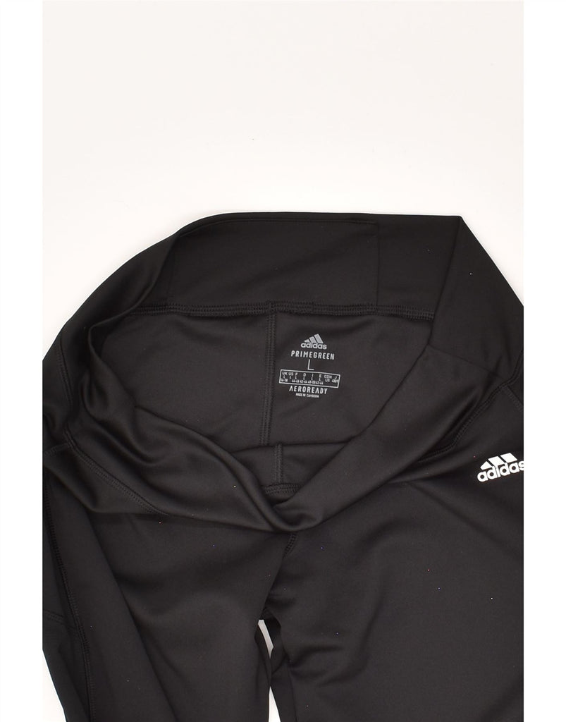 ADIDAS Womens Aeroready Tracksuit Trousers UK 14 Large Black Polyester | Vintage Adidas | Thrift | Second-Hand Adidas | Used Clothing | Messina Hembry 