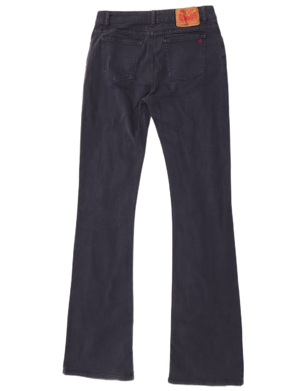 Replay Womens Flare Casual Trousers W27 L34 Navy Blue Cotton