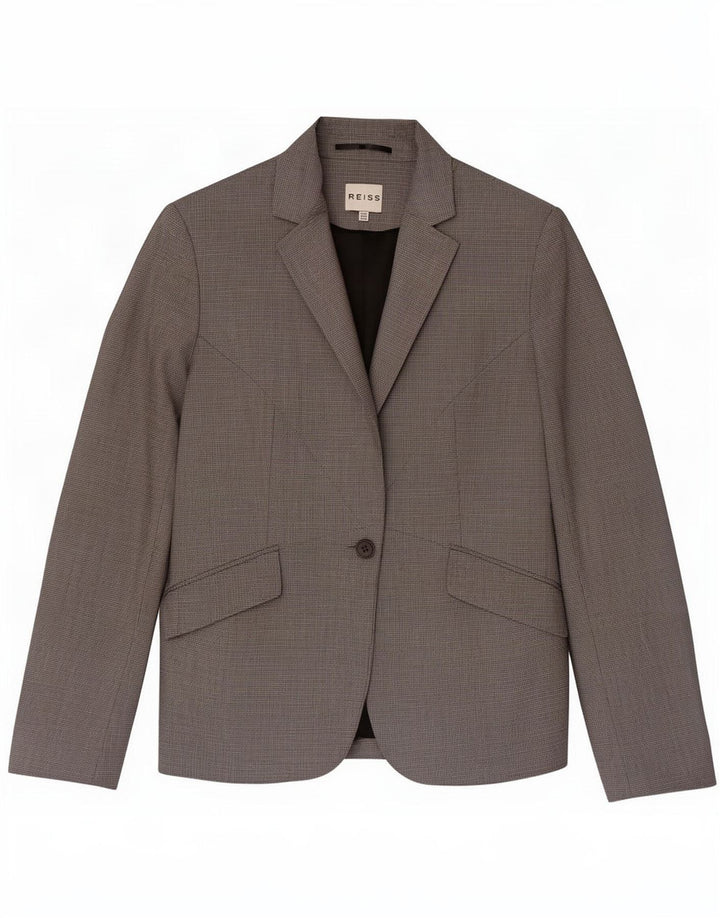 Reiss Womens 1 Button Blazer Jacket UK 10 Small Grey Polyester