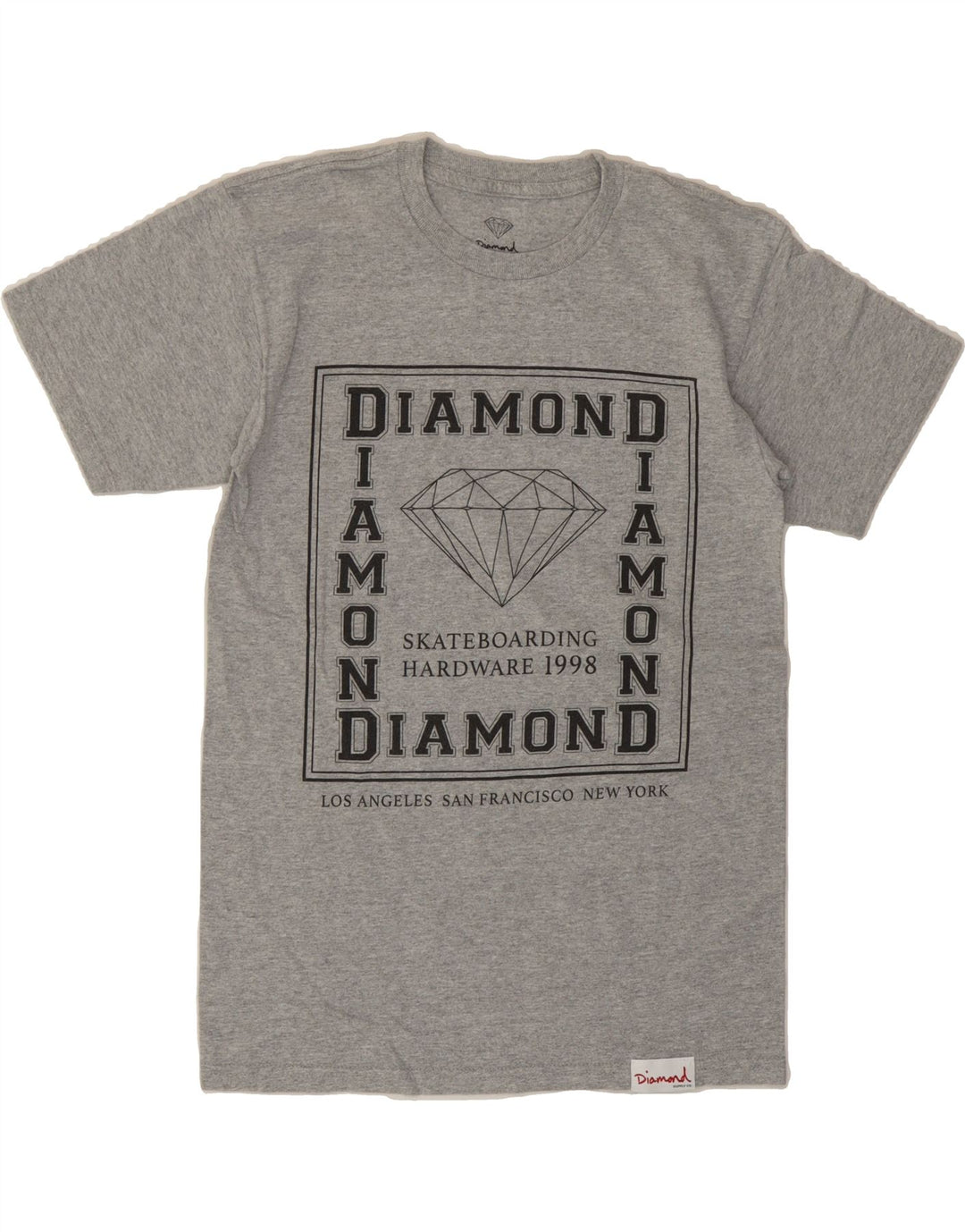 DIAMOND Mens Graphic T-Shirt Top Small Grey Cotton Vintage Diamond and Second-Hand Diamond from Messina Hembry 