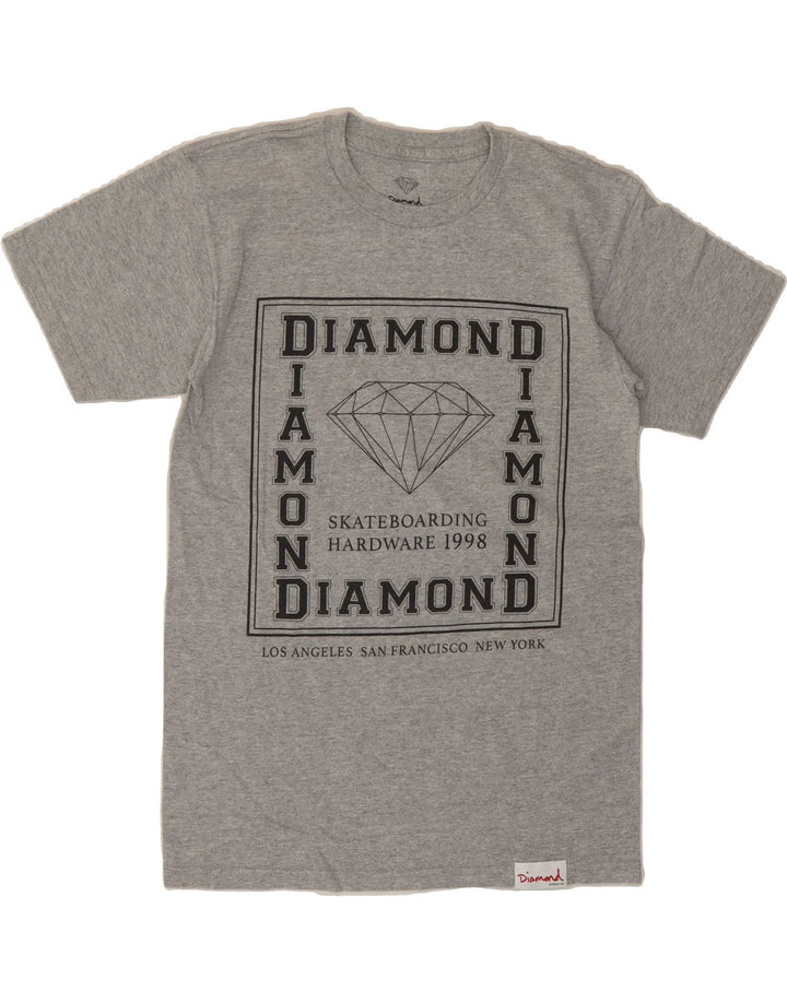 DIAMOND Mens Graphic T-Shirt Top Small Grey Cotton Vintage Diamond and Second-Hand Diamond from Messina Hembry 