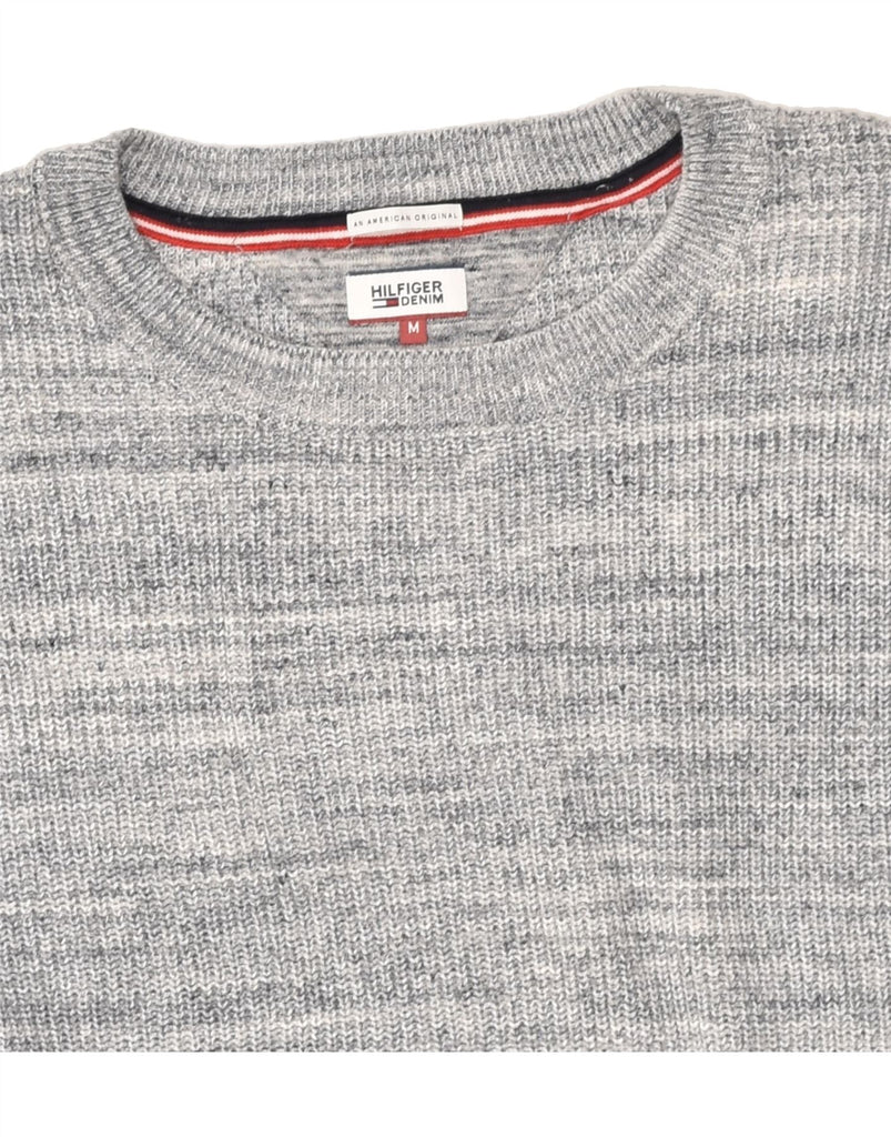 TOMMY HILFIGER Womens Oversized Crew Neck Jumper Sweater UK 14 Medium Grey | Vintage Tommy Hilfiger | Thrift | Second-Hand Tommy Hilfiger | Used Clothing | Messina Hembry 