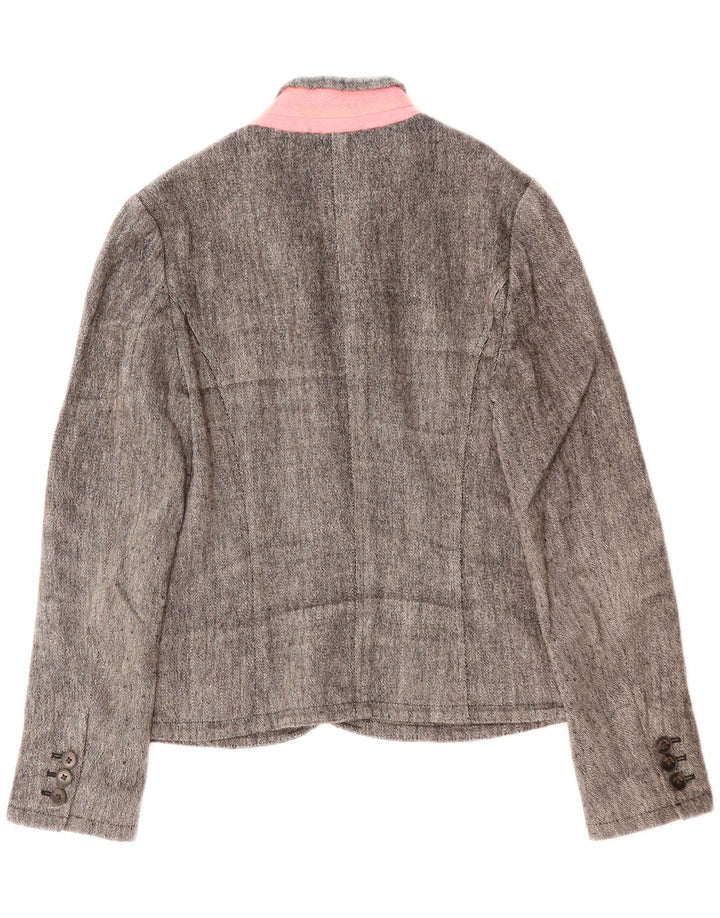 JACK WILLS Womens 3 Button Blazer Jacket UK 10 Small Grey Linen