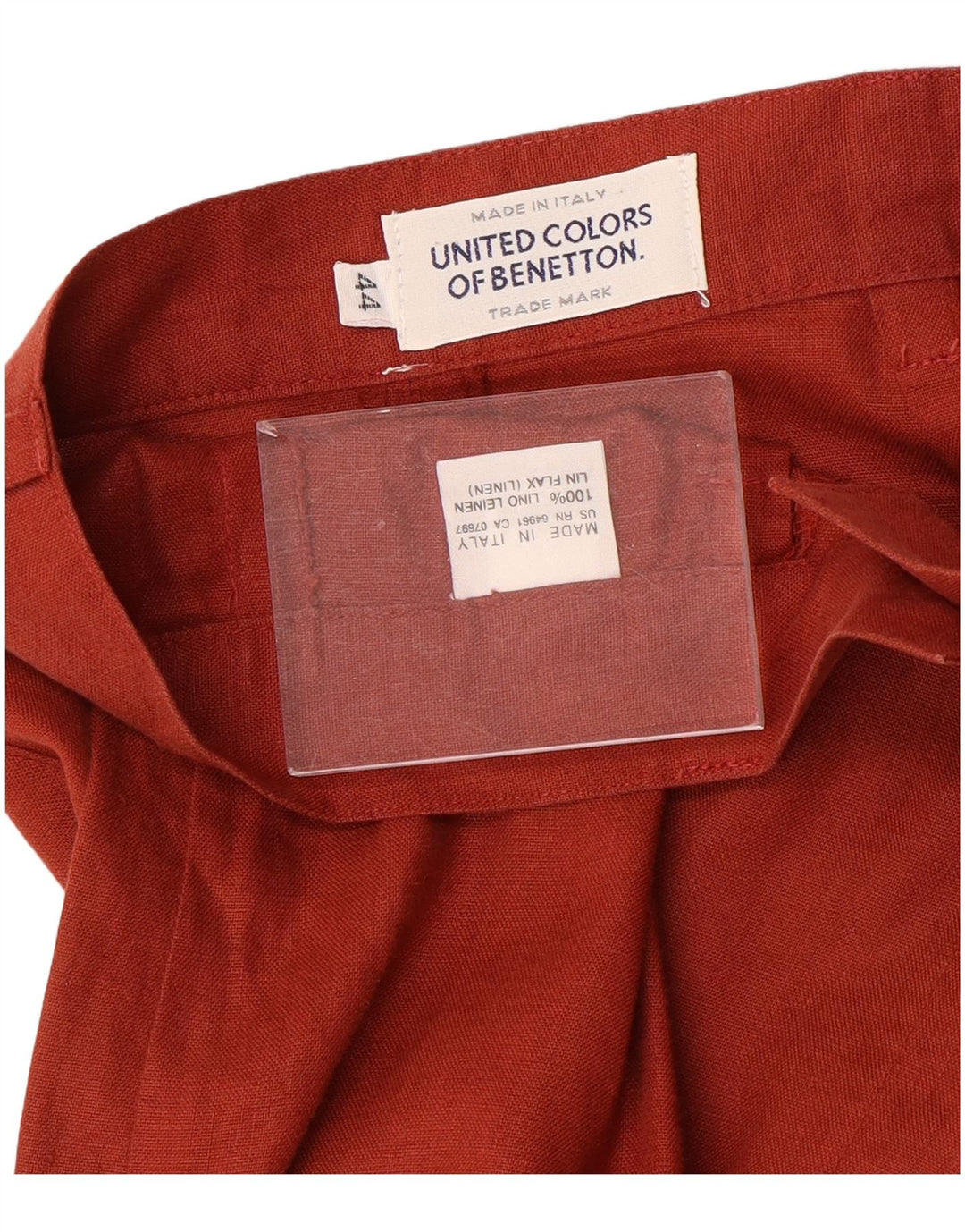 BENETTON Womens Midrise Midi Skirt IT 44 Medium W26 Red Linen