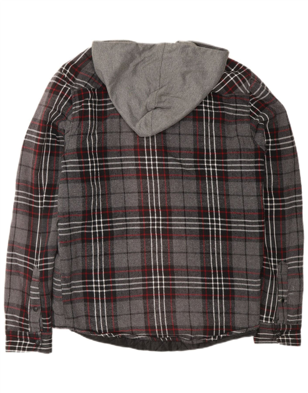 Zara Mens Hooded Lumberjack Flannel Shirt Medium Grey Check Cotton
