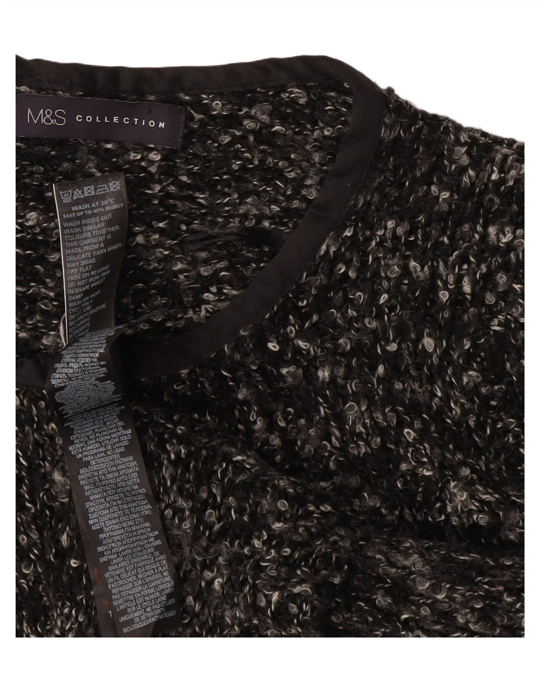 Marks & Spencer Womens Cardigan Sweater UK 12 Medium Grey Flecked Acrylic