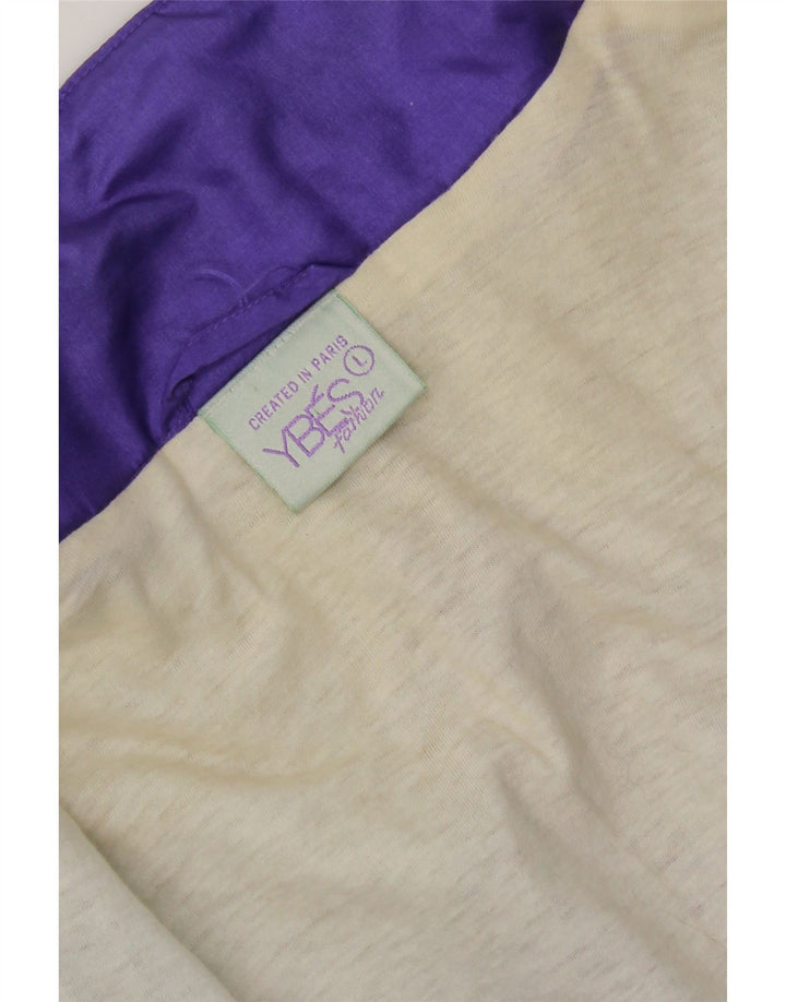 Vintage Mens Tracksuit Top Jacket Large Purple Colourblock Nylon