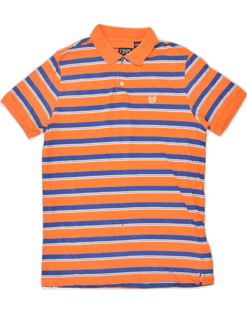 CHAPS Mens Polo Shirt Medium Orange Striped Cotton | Vintage Chaps | Thrift | Second-Hand Chaps | Used Clothing | Messina Hembry 