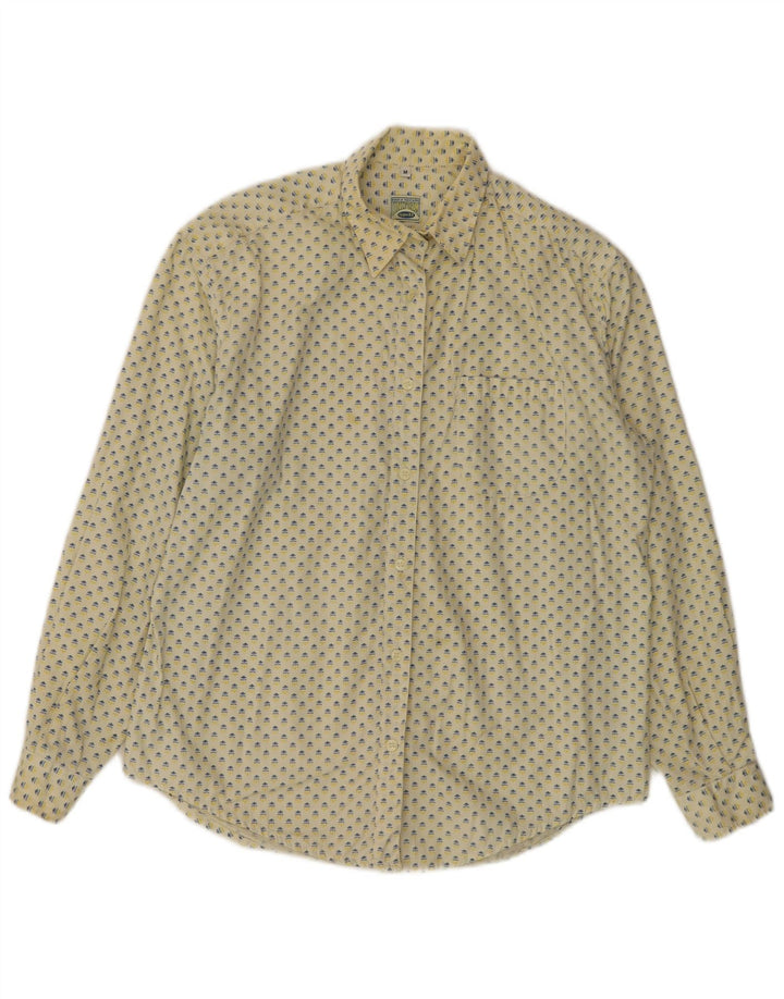 UNIFORM Womens Loose Fit Abstract Pattern Shirt UK 14 Medium Yellow Cotton