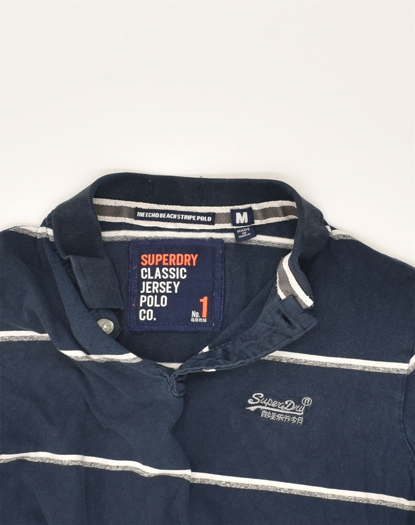 SUPERDRY Mens Polo Shirt Medium Navy Blue Striped Cotton | Vintage Superdry | Thrift | Second-Hand Superdry | Used Clothing | Messina Hembry 