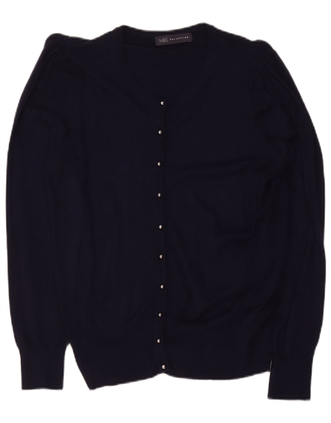 Marks & Spencer Womens Cardigan Sweater UK 14 Large Navy Blue Viscose