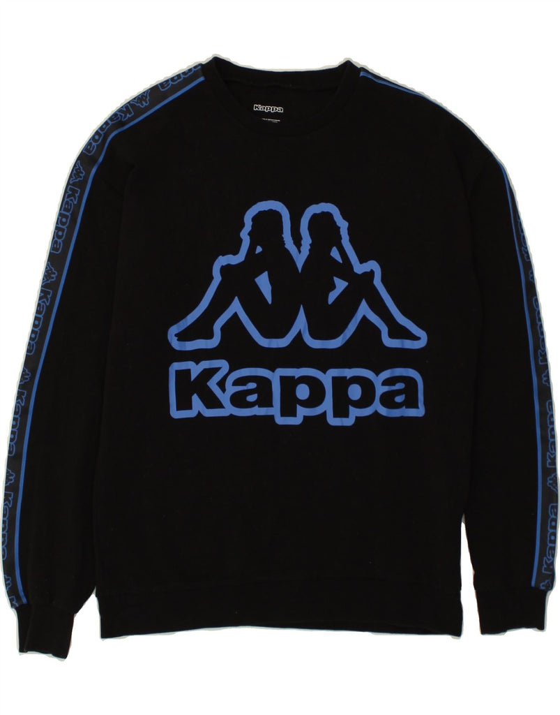 KAPPA Mens Tezenis Graphic Sweatshirt Jumper Medium Black | Vintage Kappa | Thrift | Second-Hand Kappa | Used Clothing | Messina Hembry 