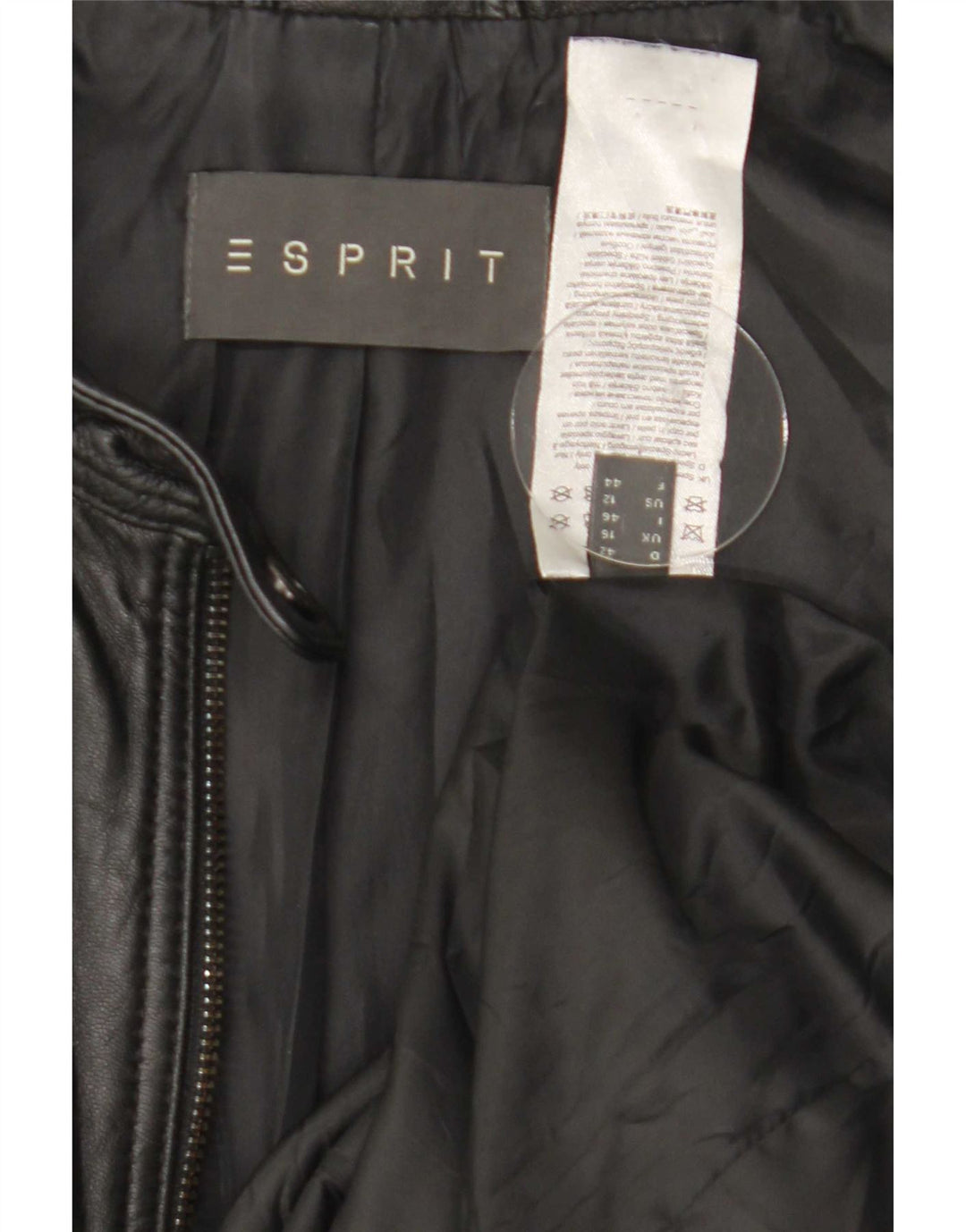 Esprit Womens Leather Racer Jacket UK 16 Large Black Leather
