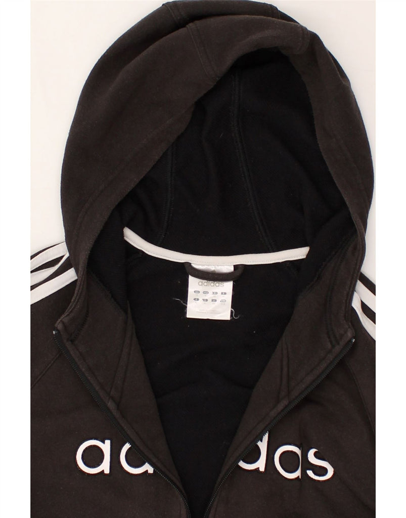 ADIDAS Womens Graphic Zip Hoodie Sweater UK 14 Large Black Cotton | Vintage Adidas | Thrift | Second-Hand Adidas | Used Clothing | Messina Hembry 