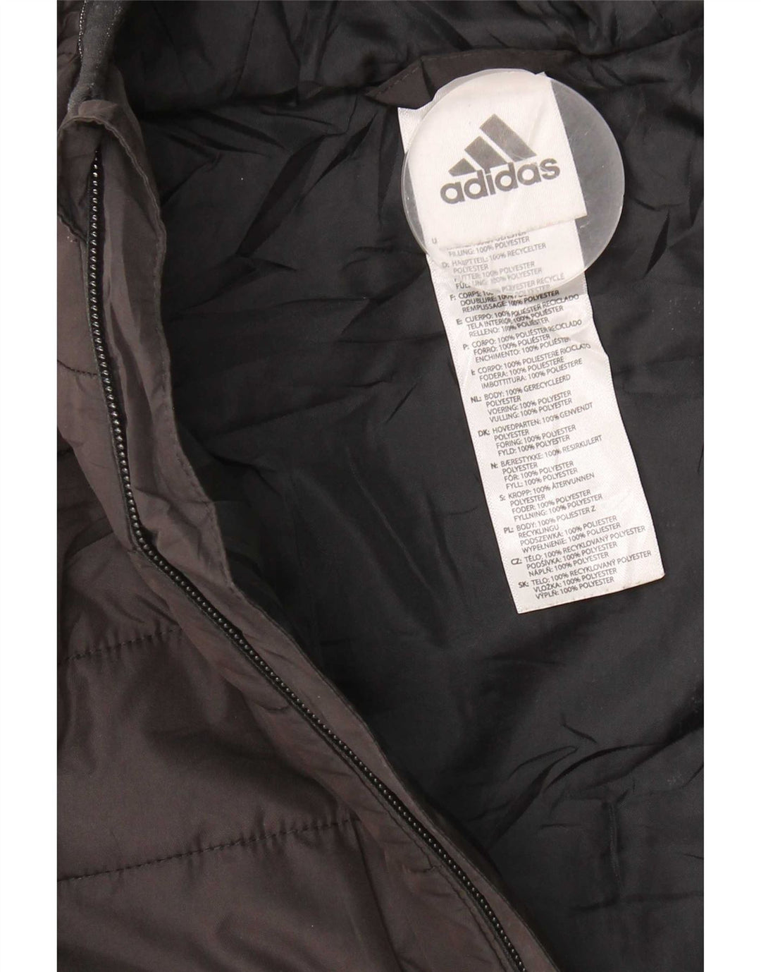 Adidas Boys Hooded Padded Jacket 10-11 Years Medium Black Polyester