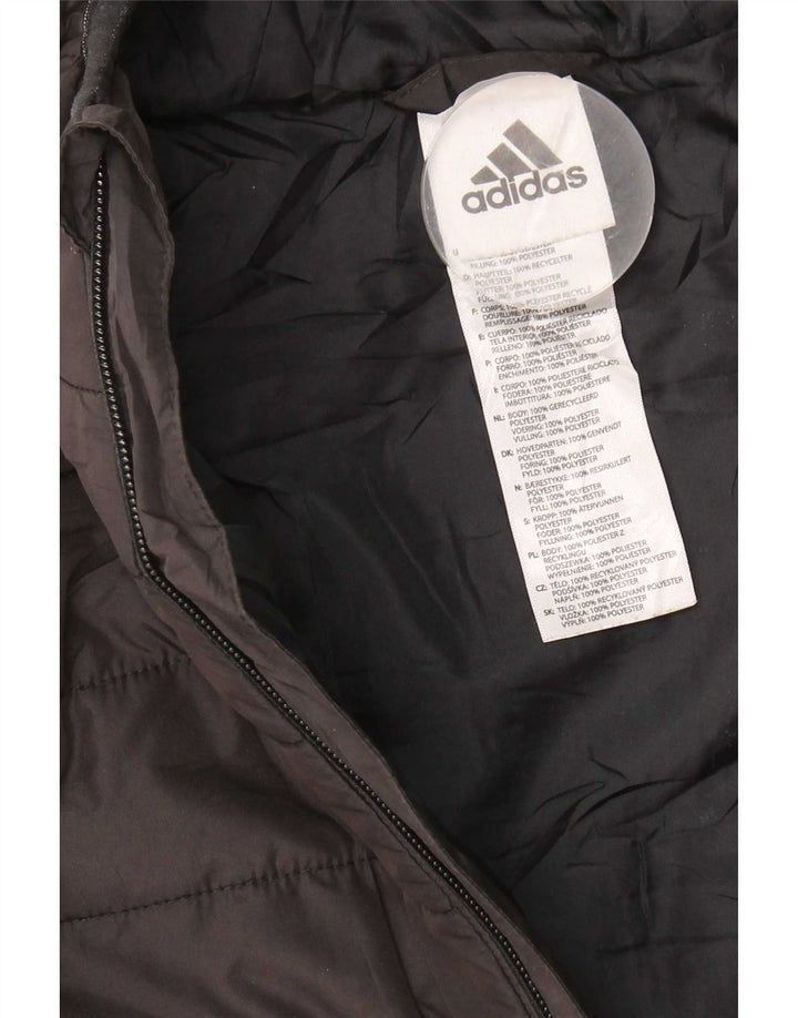 Adidas Boys Hooded Padded Jacket 10-11 Years Medium Black Polyester