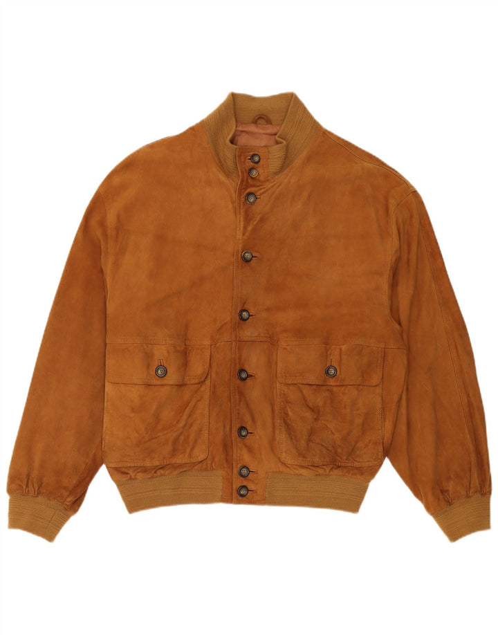 Gara Mens Suede Bomber Jacket IT 50 Large Brown