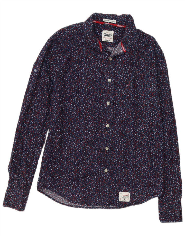 SUPERDRY Mens Shirt Large Navy Blue Floral