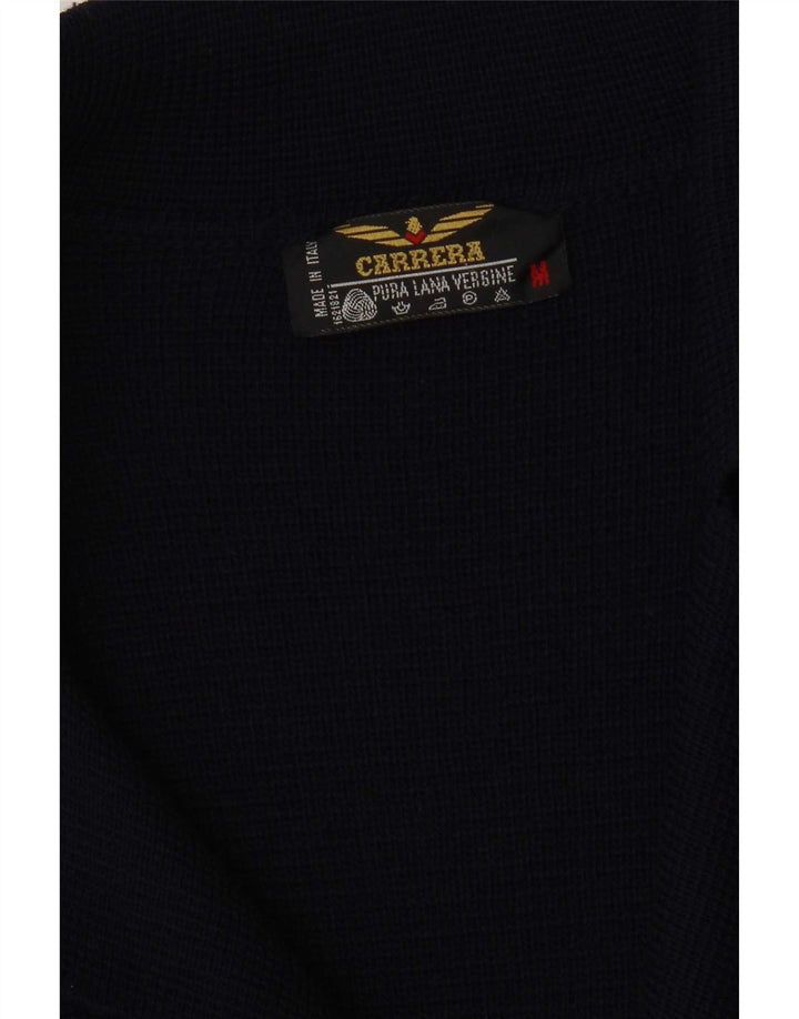 Carrera Mens Double Breasted Cardigan Sweater Medium Navy Blue Virgin Wool