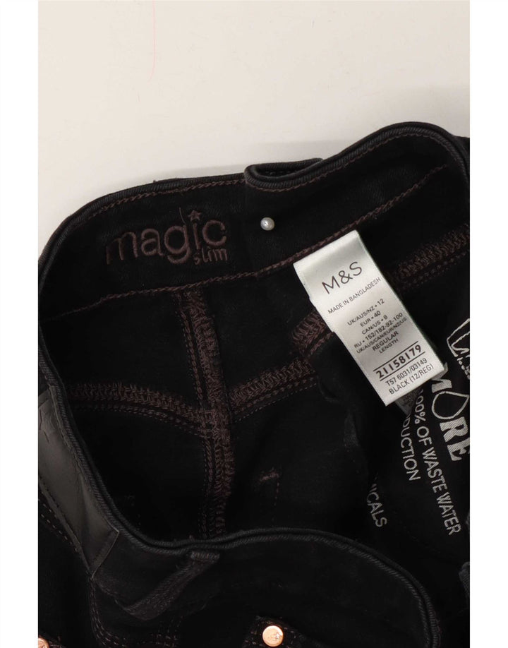 Marks & Spencer Womens Magic Slim Jeans UK 12 Medium W28 L28 Black Cotton
