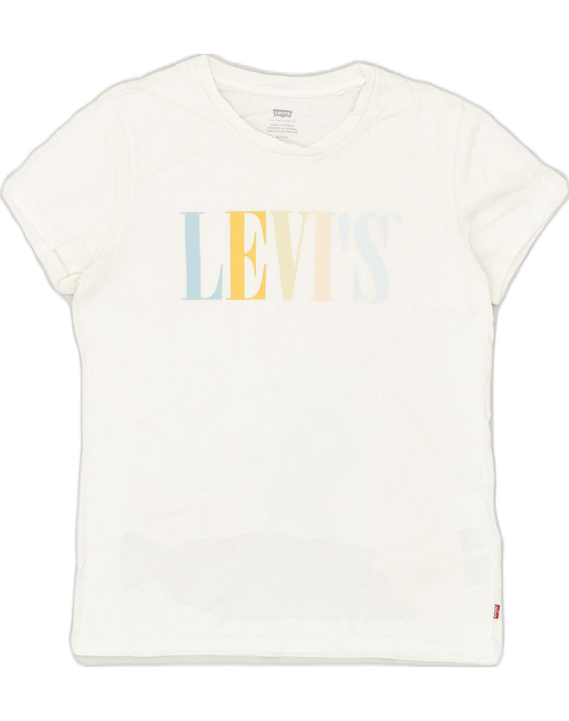 LEVI'S Womens Graphic T-Shirt Top UK 10 Small White Cotton | Vintage Levi's | Thrift | Second-Hand Levi's | Used Clothing | Messina Hembry 