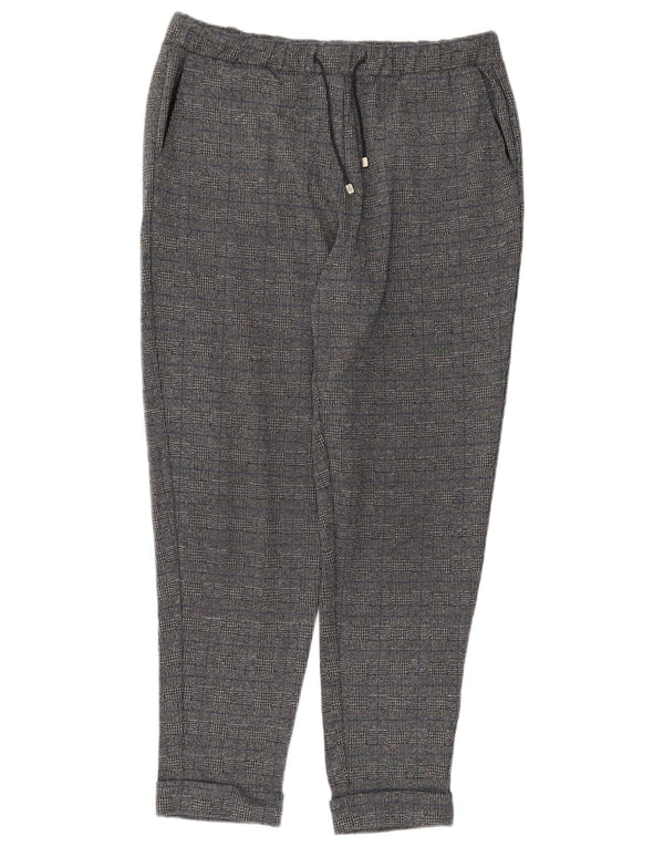 Marks & Spencer Womens Chino Trousers UK 16 Large W34 L29 Navy Blue Check
