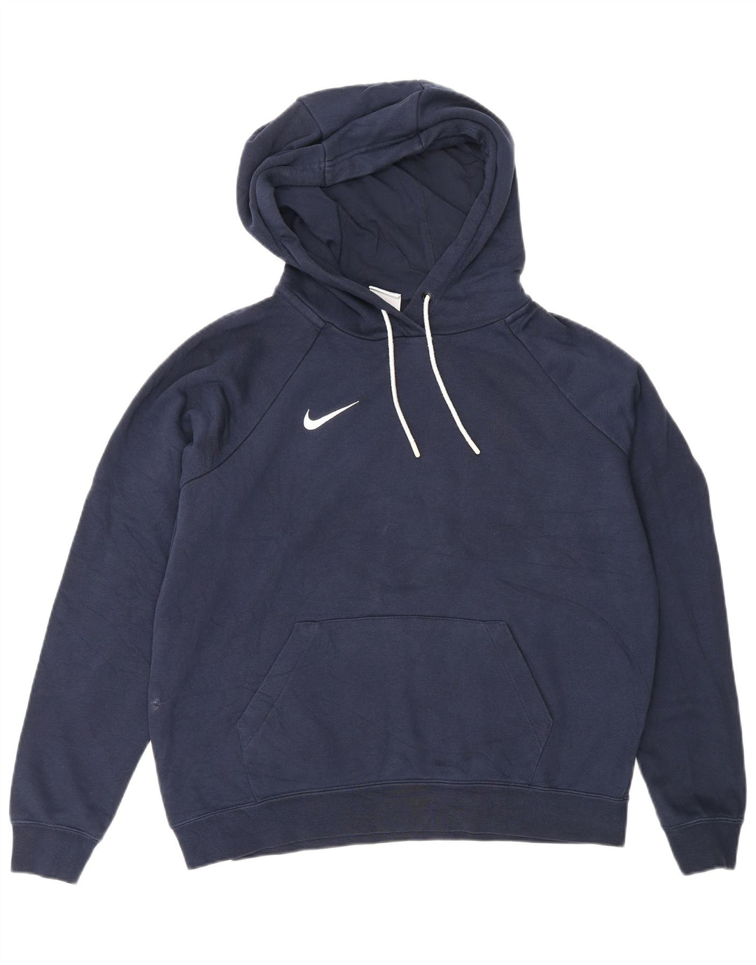 Nike Womens Hoodie Jumper UK 14 Medium Navy Blue Cotton