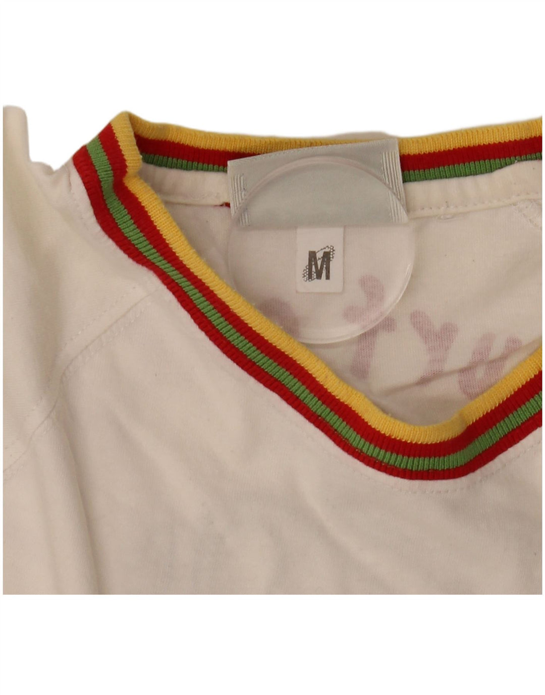 Asics Mens Montego Bay Graphic T-Shirt Top Medium Off White Striped Cotton