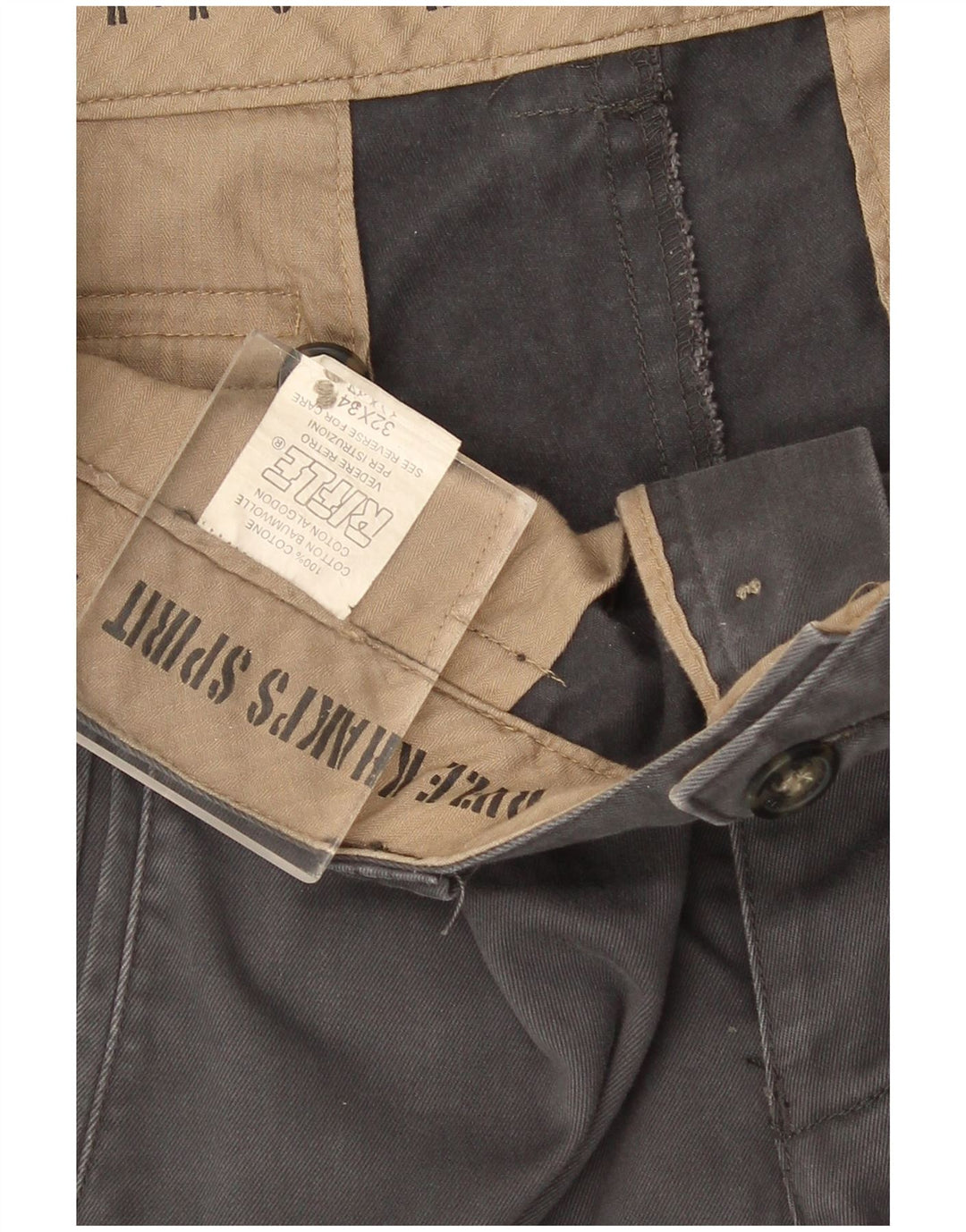 Rifle Mens Straight Cargo Trousers W32  L34 Grey Cotton