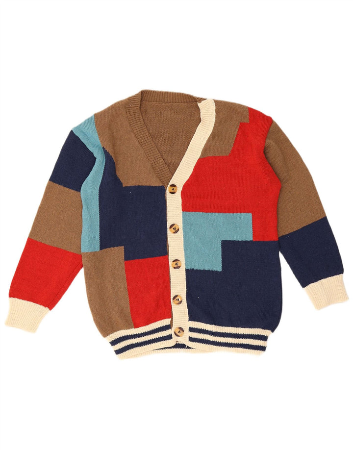 Vintage Mens Cardigan Sweater Medium Multicoloured Geometric