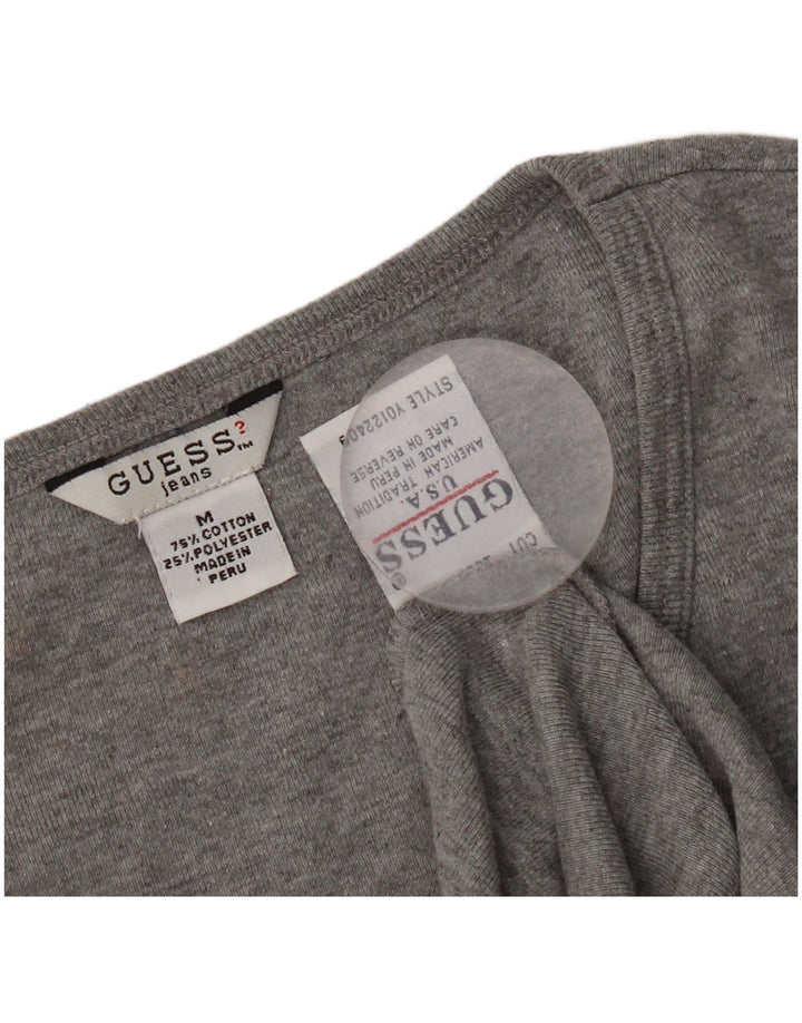 Guess Womens Crop Top Long Sleeve UK 12 Medium Grey Cotton