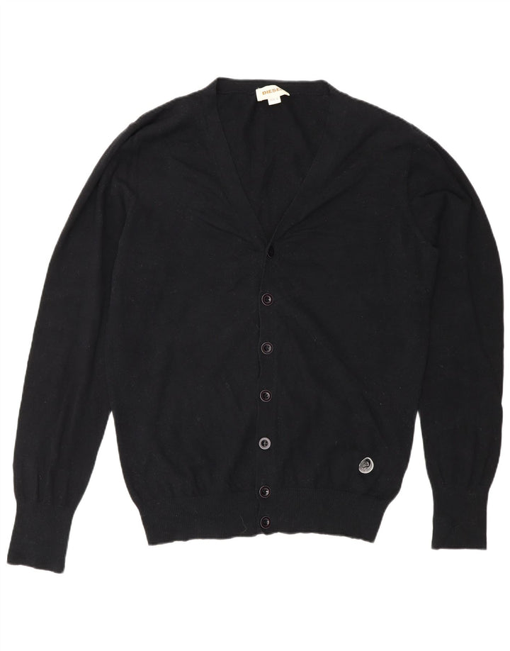 Diesel Mens Cardigan Sweater Large Black Cotton