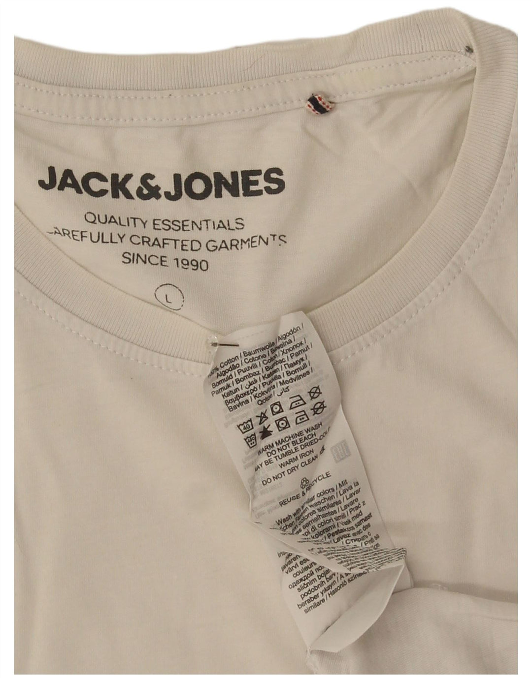 Jack & Jones Mens Graphic T-Shirt Top Large White Cotton