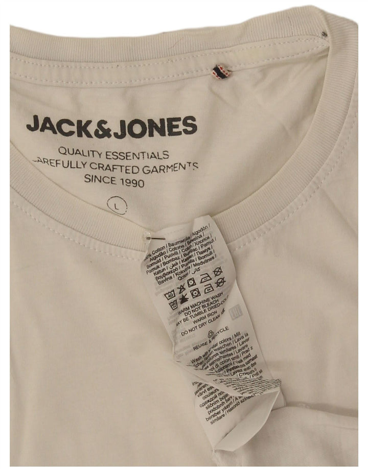 Jack & Jones Mens Graphic T-Shirt Top Large White Cotton