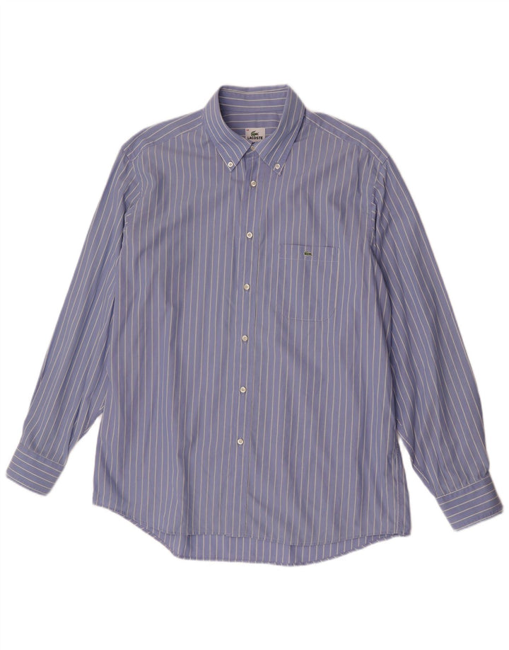 Lacoste Mens Shirt Size 44 XL Blue Pinstripe Cotton